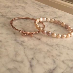 Kate Spade Rose Gold Bangle and Pearl Bracelet